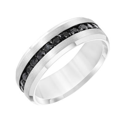 14K White Gold - Low Dome Bevel Edge Wedding Band - J30028