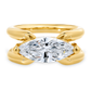 14K yellow gold rounded double band ring with a lab grown marquise diamond set east west 
