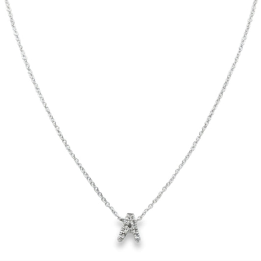 14K White gold necklace with diamond set initial "A". Item 22596 - ABC Jewelry Co. 