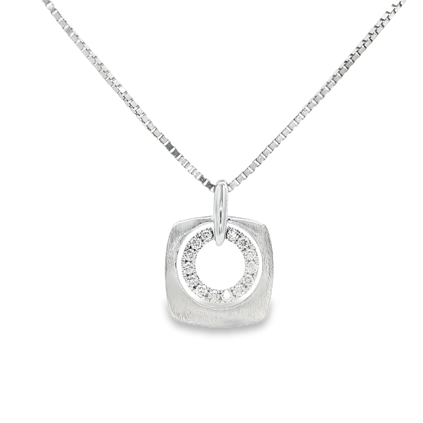 14K White gold pendant with inner circle of diamonds. Item 22607 - ABC Jewelry Co.