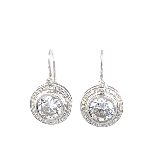 14K White Gold Diamond Earrings - 23028