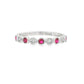 18K White gold band bezel set with round natural mined diamonds and rubies. Item 23319 - ABC Jewelry Co.