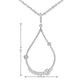 14K White gold teardrop pendant with 3 round bezel set stones, shown with measurements - ABC Jewelry 