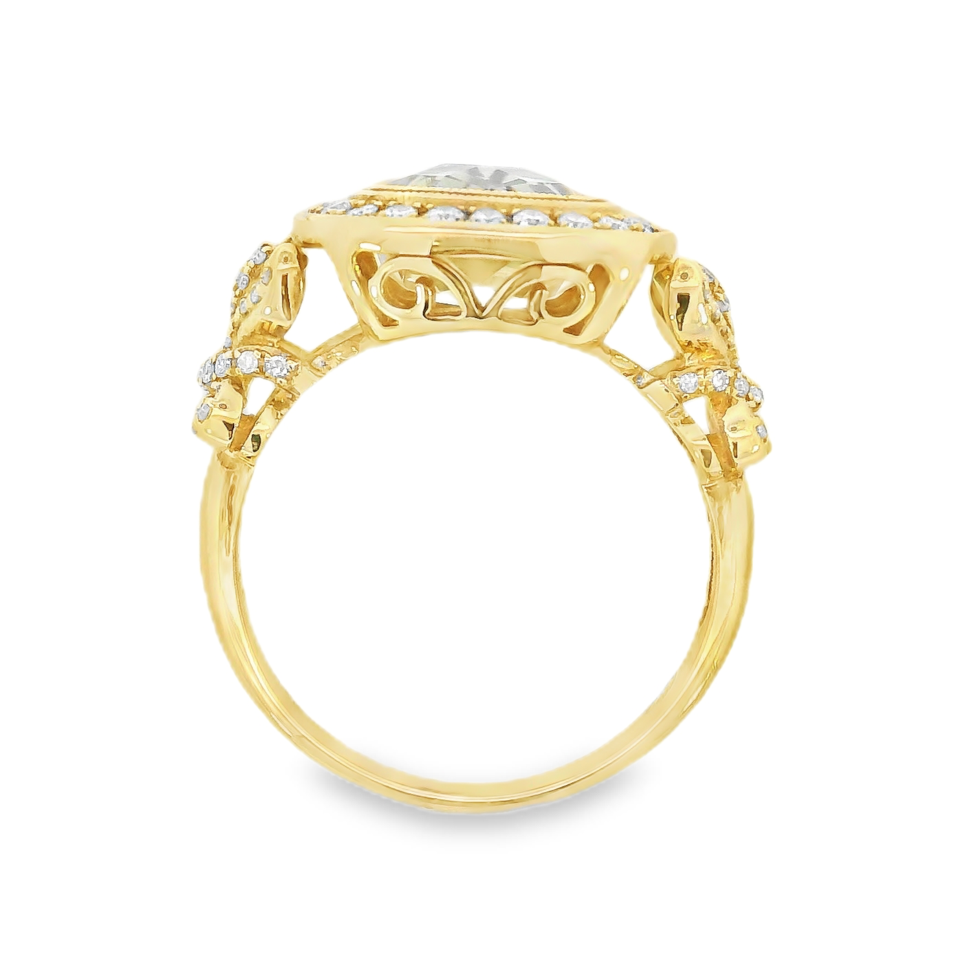 14K Yellow Gold - Prasiolite Halo Ring - 23900