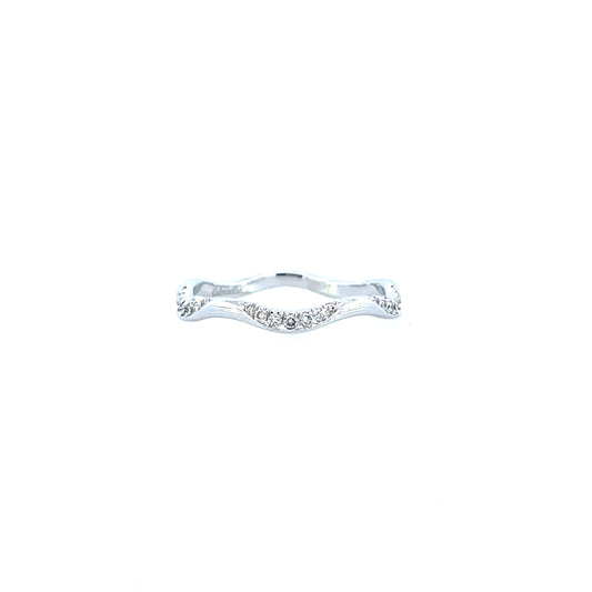 14K White Gold - Diamond Wave Band - 24347