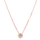 14K Rose gold solitaire necklace set with a round brilliant diamond. Item 24495 - ABC Jewelry Co