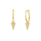 14K Yellow Gold - Hoop Earrings With Diamond Charms - 24763