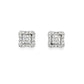 14K White gold diamond earrings set with a round brilliant center and square halo of round diamonds. Item 24903 - ABC Jewelry Co.