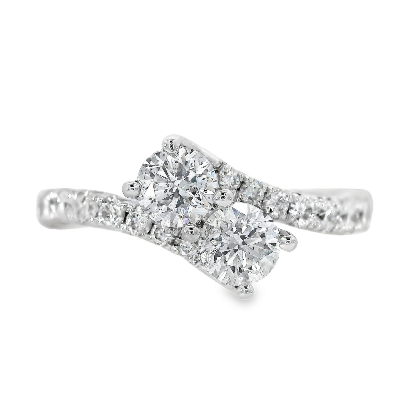 18K White Gold - Diamond Split Prong Ring - 25070