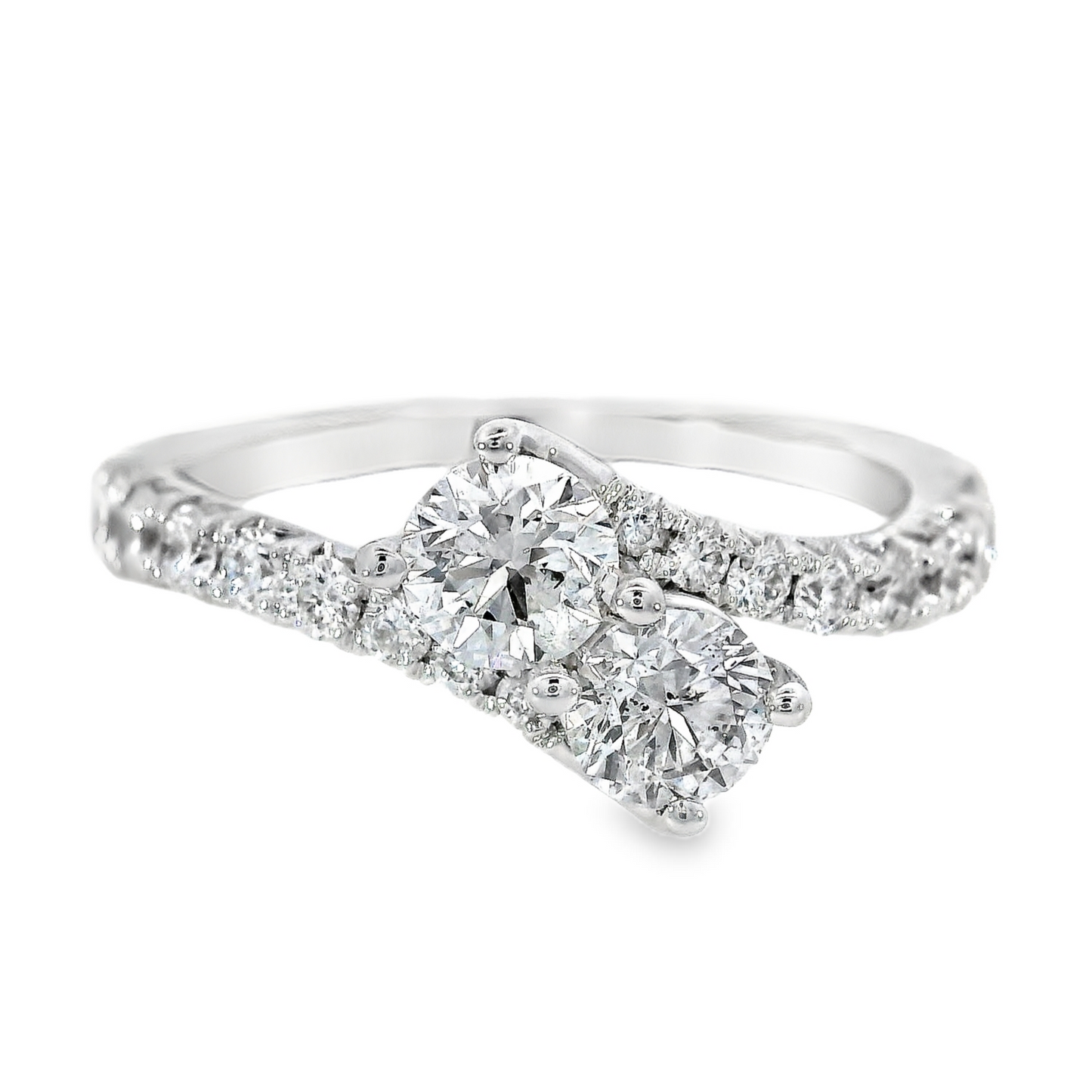 18K White Gold - Diamond Split Prong Ring - 25070
