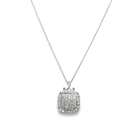 14K White gold necklace with pavé diamond pendant. Item 19733 - ABC Jewelry Co. 