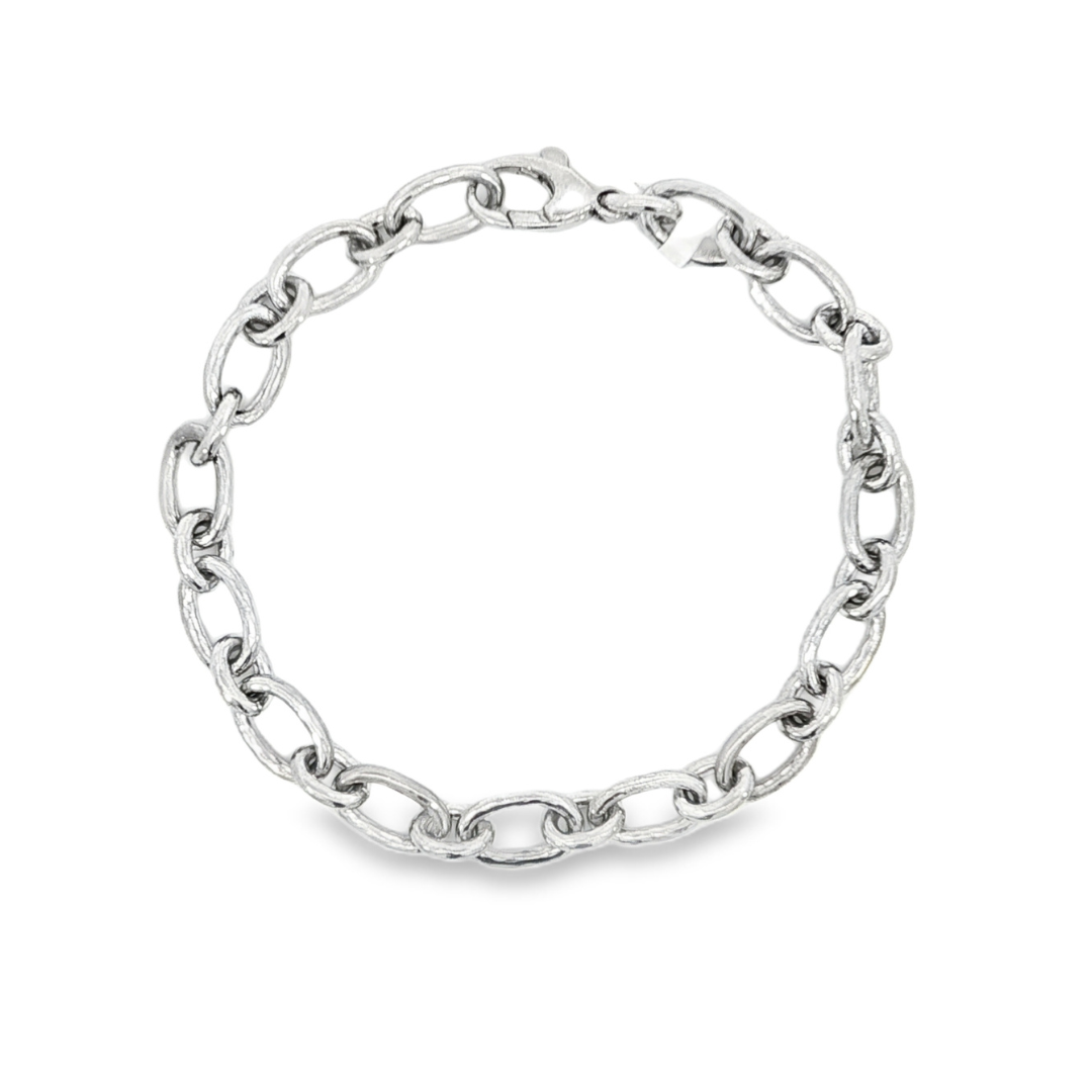 14K White gold thick link bracelet. Item 19690 - ABC Jewelry Co.