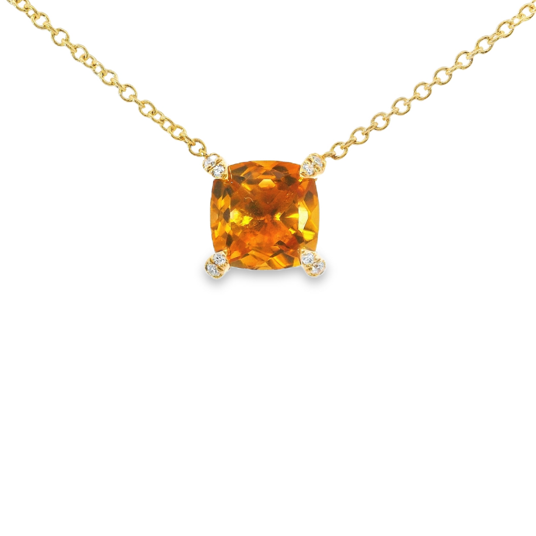 14K Yellow Gold - Citrine Necklace - J37502
