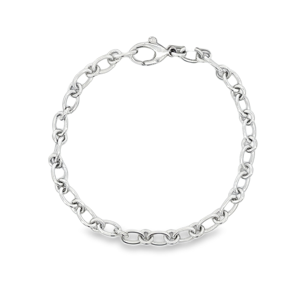 14K White gold classic link bracelet. Item 15919 - ABC Jewelry Co.