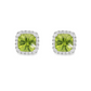 14K White Gold - Peridot & Diamond Earrings - J37537