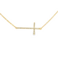 18K Yellow gold necklace with diamond set horizontal cross pendant. Item J36131 - ABC Jewelry Co.