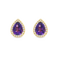 14K Yellow Gold - Amethyst & Diamond Earrings - J37127
