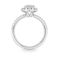 Profile view of white gold diamond set engagement ring, shown on a clean white background.