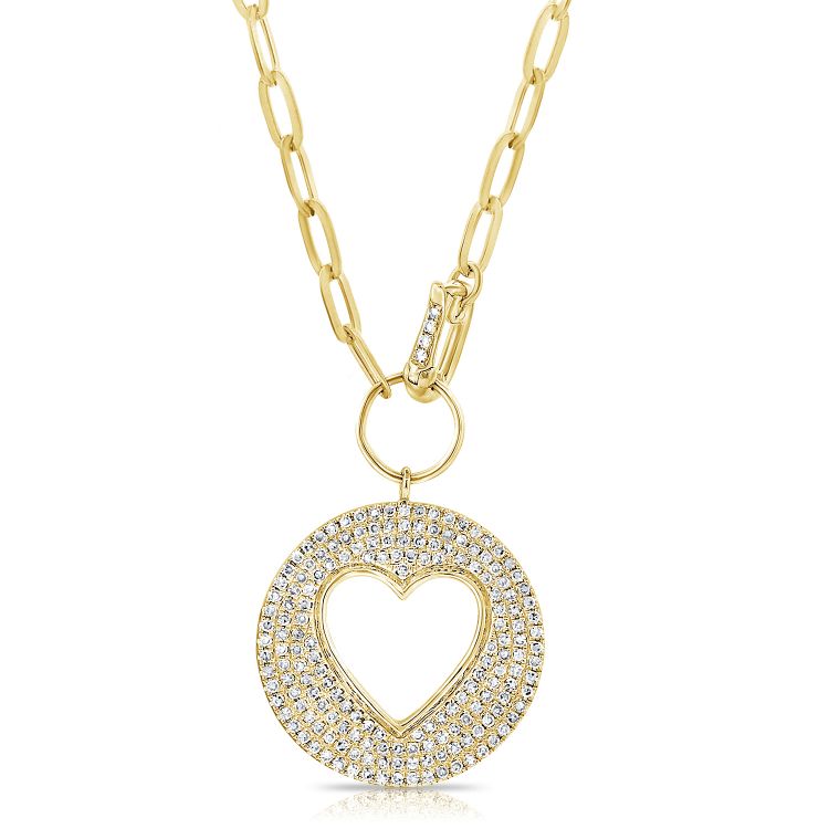 14KY Heart & Love Chain Necklace-KVNS041