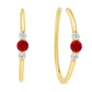 14K Yellow Gold - Ruby & Diamond Hoop Earrings