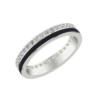 14K White Gold & Black Ceramic - Contemporary Diamond Band - J36596