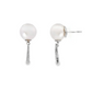 14K White Gold - Pearl & Diamond Earrings - J34203