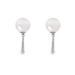 14K White Gold - Pearl & Diamond Earrings - J34203