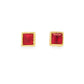 14K Yellow gold earrings bezel set with princess cut rubies. Item 3586 - ABC Jewelry Co.