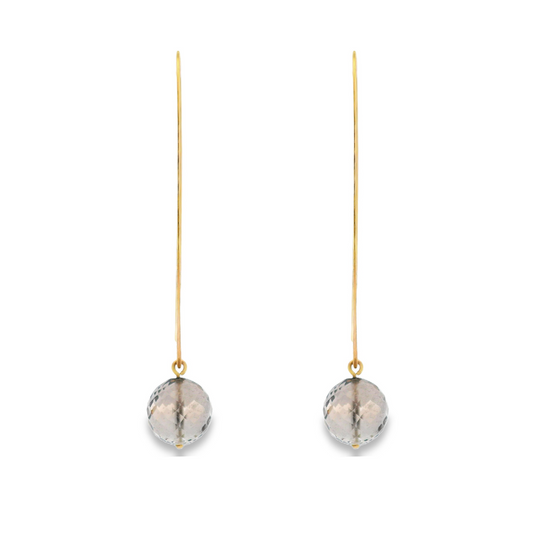 14K Yellow Gold - Smoky Quartz Earrings - 14350