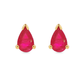 14K Yellow Gold - Pear Shape Ruby Stud Earrings