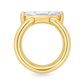 14K yellow gold rounded double band ring with a lab grown marquise diamond set east west 
