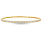 Yellow gold bangle set with a continuous row of round brilliant diamonds. Set on a clean white background. 
