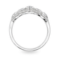 Profile view of white gold diamond set band. Shown on clean white background.