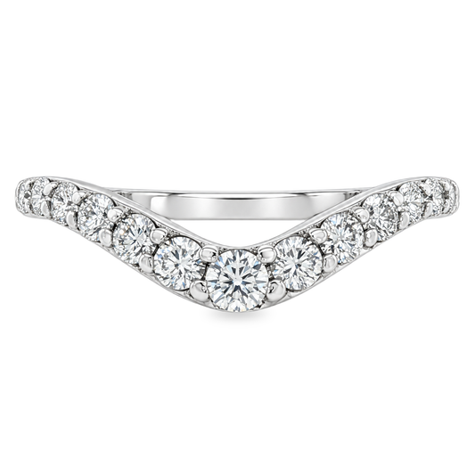 14K White Gold - Curved Diamond Band