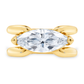 14K yellow gold rounded double band ring with a lab grown marquise diamond set east west 