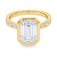 14K Yellow Gold - Lab Grown Emerald Cut Diamond Bezel Set Ring