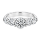 A five-stone diamond ring in a white gold band, featuring a large round center diamond flanked by four smaller round diamonds on each side, set against a plain white background.
