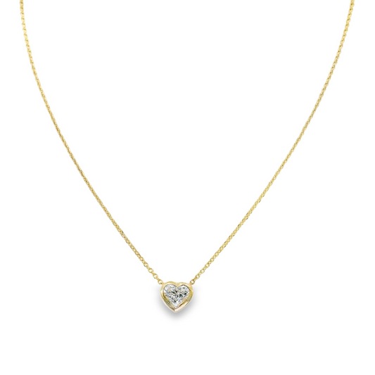 14K Yellow Gold - Diamond Heart Necklace - J37737