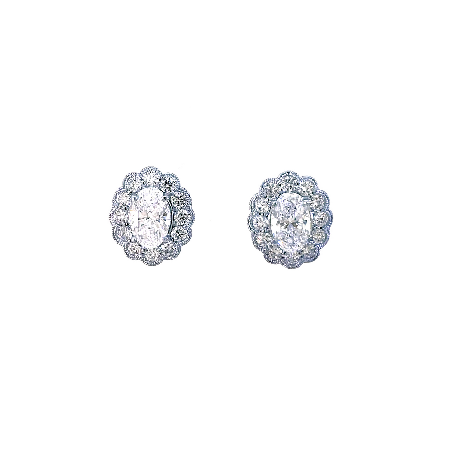 18KW Oval Diamond Earrings