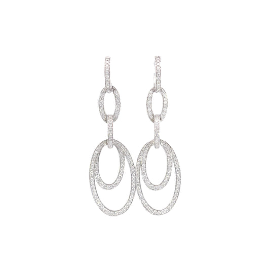 18K White Gold - Diamond Dangle Earrings - J31023