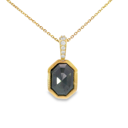 18K Yellow Gold - Black Diamond Pendant 1.60 carat - J31232