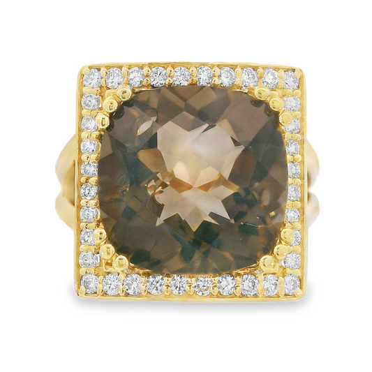 14K Yellow Gold - Smokey Topaz Fashion Band - J31601