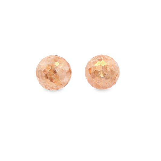 14K Rose gold faceted disco ball style stud earrings. Item J31810 - ABC Jewelry Co