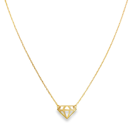 14K Yellow gold necklace with diamond silhouette pendant. Item J32590 - ABC Jewelry Co.