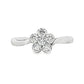 18K White gold diamond cluster ring in floral design with bypass style shank. Item J33161 - ABC Jewelry Co