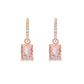 14K Rose gold earring jackets each featuring a cushion cut morganite. Item J34293 - ABC Jewelry Co. 