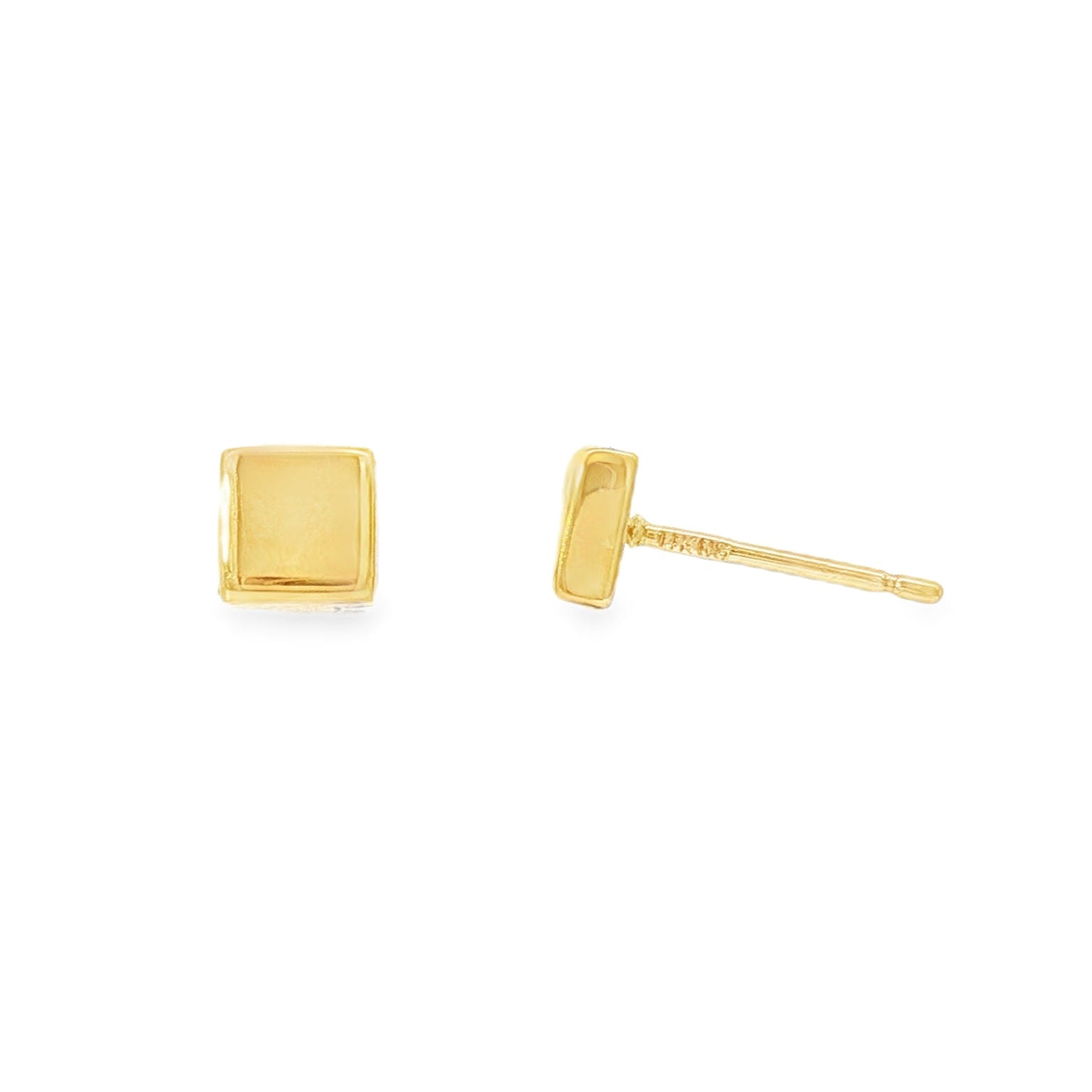 14K Yellow gold square studs. Item J34298 - ABC Jewelry Co. 