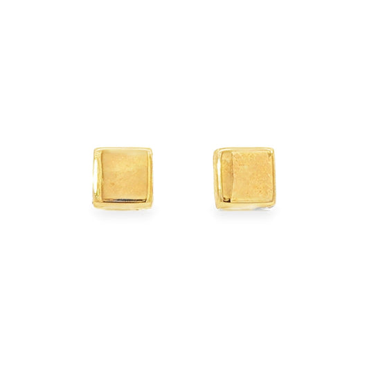 14K Yellow gold square studs. Item J34298 - ABC Jewelry Co. 
