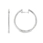 14K White gold slim hoop earrings set with round brilliant diamonds - item J34455, ABC Jewelry Co. 