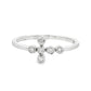 14K White gold ring with asymmetrical bezel set round diamonds. Item J34457 - ABC Jewelry Co
